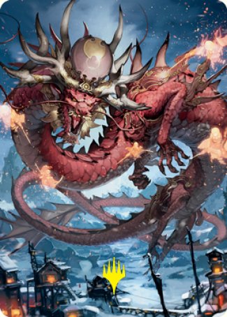 Atsushi, the Blazing Sky 2 Art Card (Gold-Stamped Signature) [Kamigawa: Neon Dynasty Art Series] | Good Games Adelaide SA