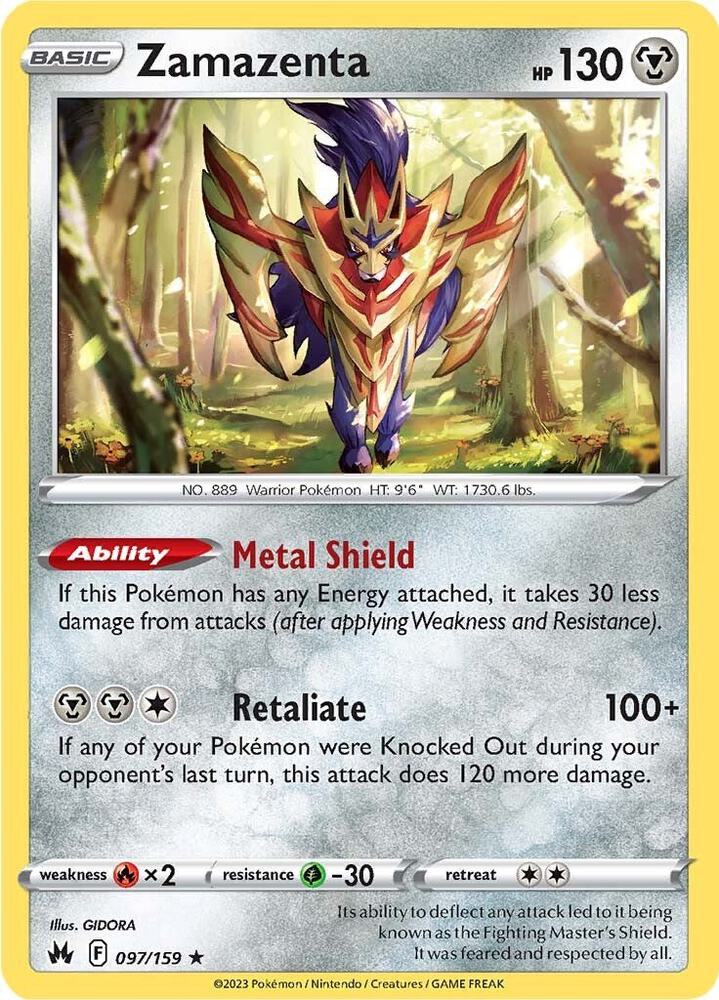 Zamazenta 097/159 (Crown Zenith)  - Holofoil | Good Games Adelaide SA