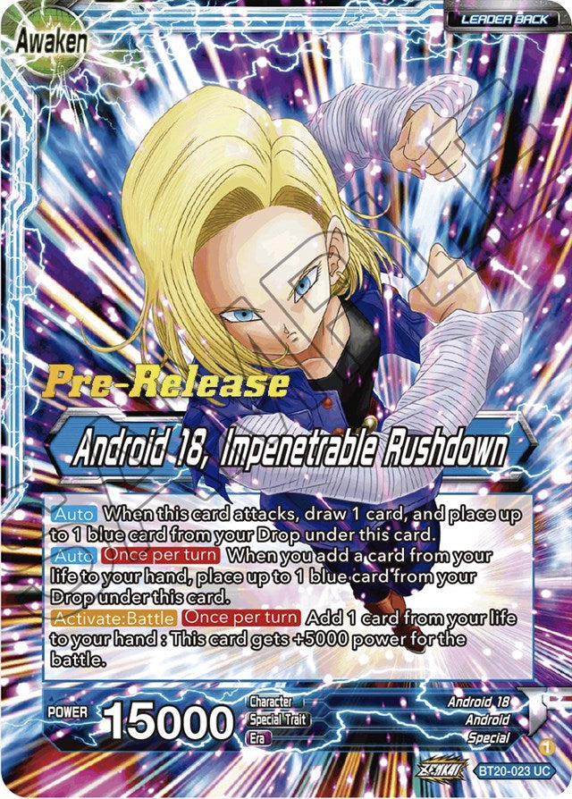 Android 18 // Android 18, Impenetrable Rushdown (BT20-023) [Power Absorbed Prerelease Promos] | Good Games Adelaide SA