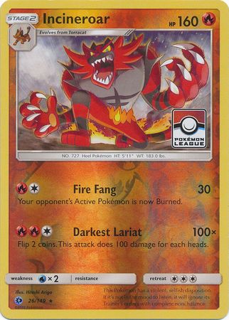 Incineroar (26/149) (League Promo) [Sun & Moon: Base Set] | Good Games Adelaide SA