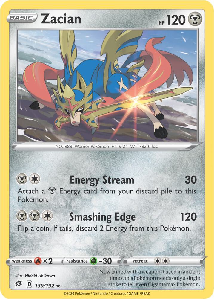 Zacian 139 192 Cracked Ice Holo 139/192 (Deck Exclusives)  - Holofoil | Good Games Adelaide SA