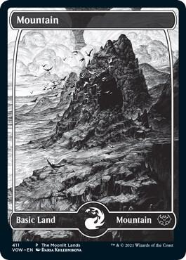 Mountain Moonlit Land Foil Etched 411 (WPN & Gateway Promos)  - Foil | Good Games Adelaide SA