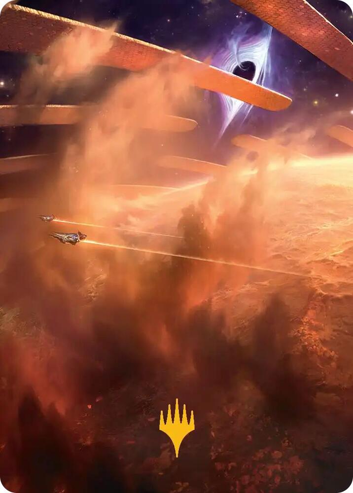Adagia Windswept Bastion Art Card Gold Stamped Planeswalker Symbol 29 (Art Series: Edge of Eternities)  | Good Games Adelaide SA