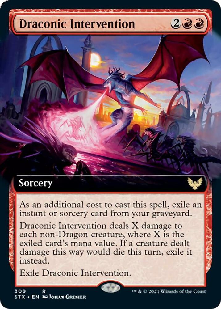 Draconic Intervention Extended Art 309 (Strixhaven: School of Mages)  | Good Games Adelaide SA