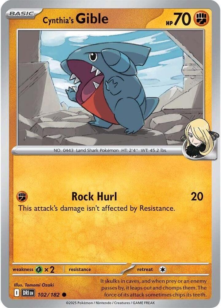 Cynthia's Gible 102/182 (SV10: Destined Rivals)  | Good Games Adelaide SA
