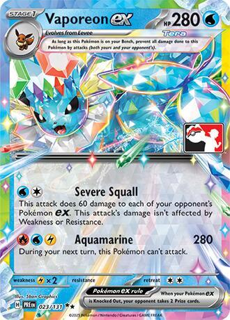 Vaporeon ex Series 7 023/131 (Prize Pack Series Cards)  - Holofoil | Good Games Adelaide SA