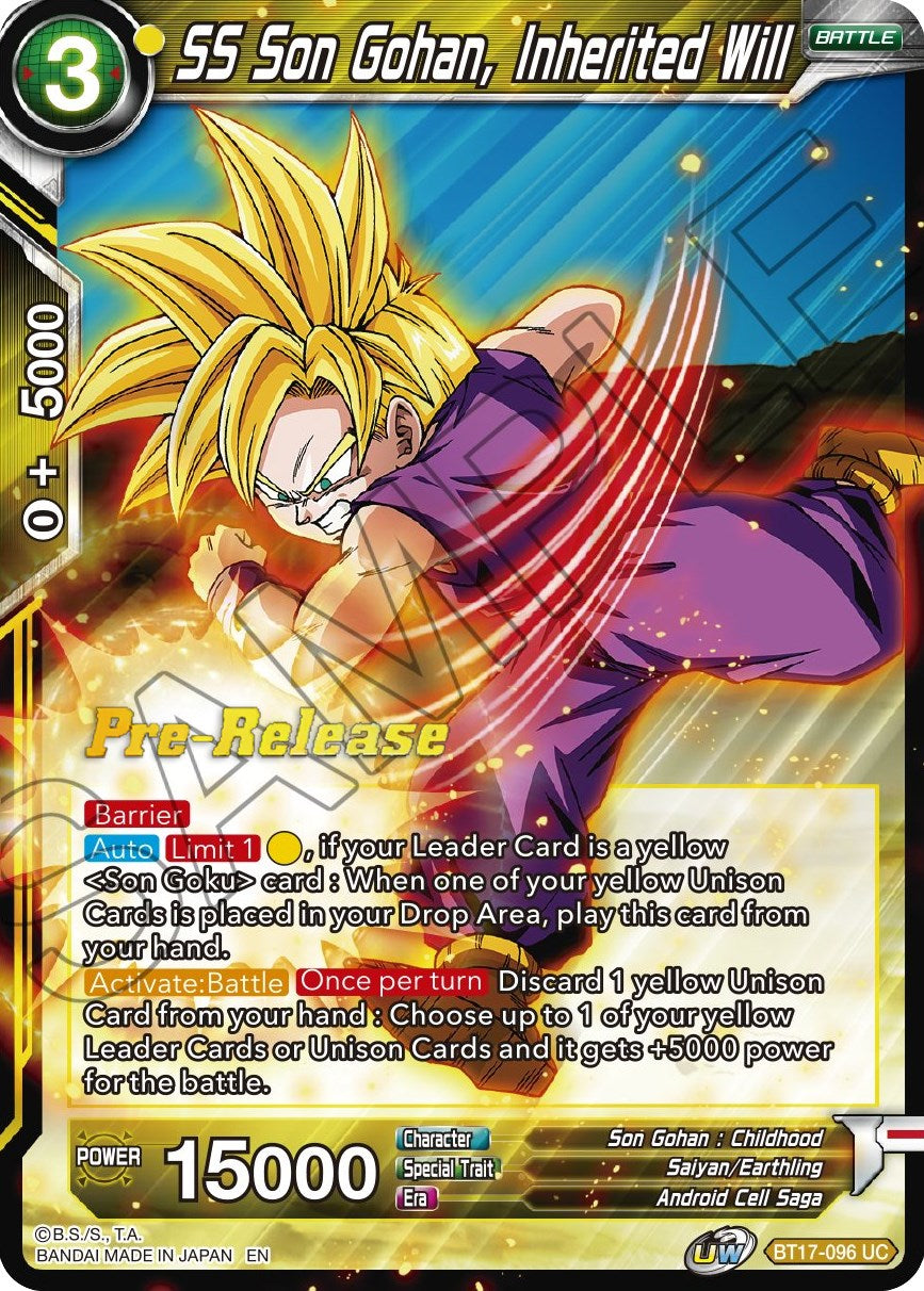 SS Son Gohan, Inherited Will (BT17-096) [Ultimate Squad Prerelease Promos] | Good Games Adelaide SA