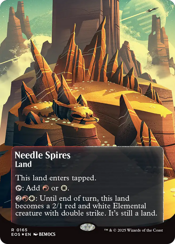 Needle Spires (0165) (Borderless) (Galaxy Foil) [Edge of Eternities: Stellar Sights] | Good Games Adelaide SA