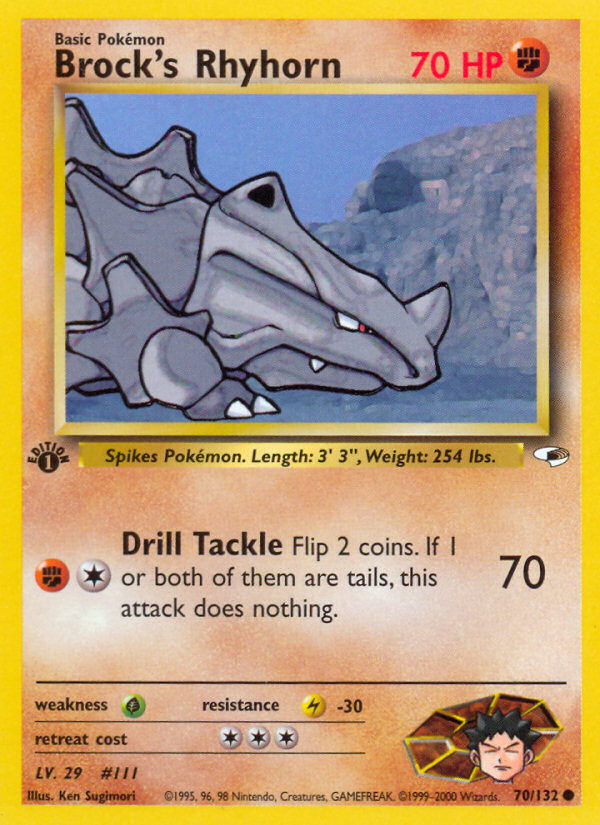 Brock's Rhyhorn (70/132) [Gym Heroes 1st Edition] | Good Games Adelaide SA