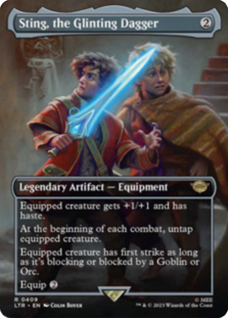 Sting, the Glinting Dagger (Borderless Alternate Art) [The Lord of the Rings: Tales of Middle-Earth] | Good Games Adelaide SA