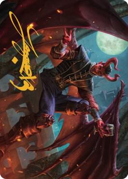 Raphael Fiendish Savior Art Card 40 81 Gold Stamped Signature 40 (Art Series: Commander Legends: Battle for Baldur's Gate)  | Good Games Adelaide SA