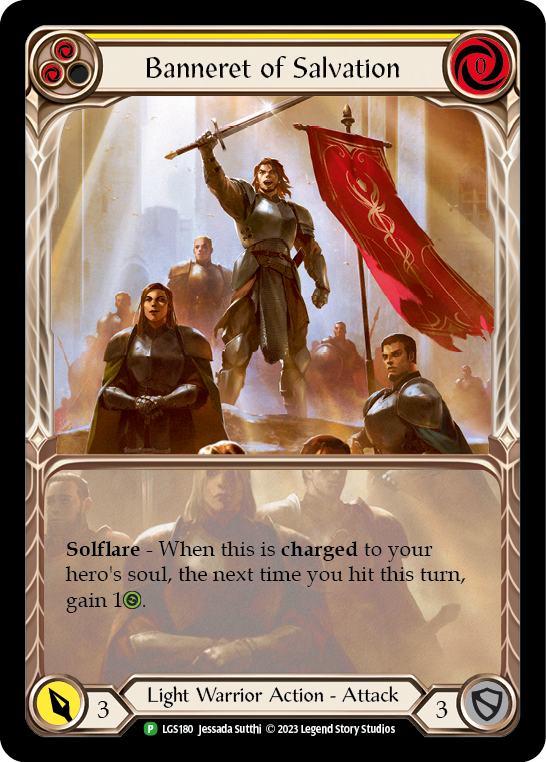 Banneret of Salvation (Extended Art) [LGS180] (Promo)  Rainbow Foil | Good Games Adelaide SA
