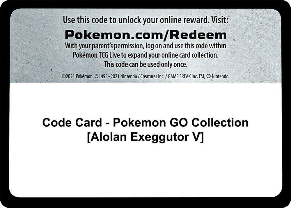 Code Card Pokemon GO Collection Alolan Exeggutor V  (Pokemon GO)  | Good Games Adelaide SA
