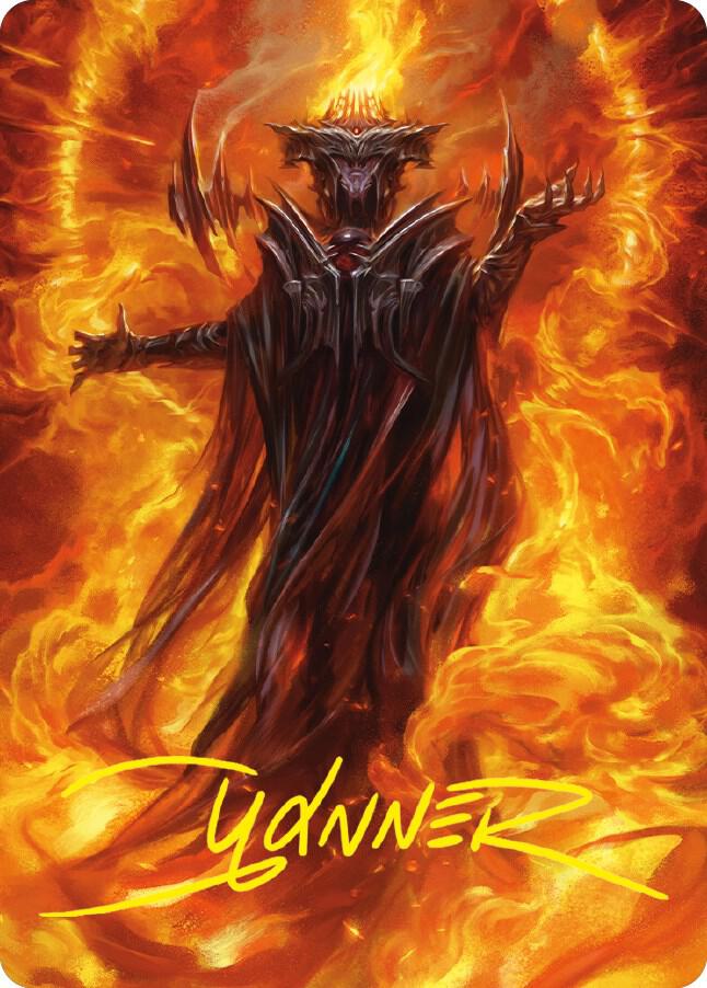 Sauron the Dark Lord Art Card Gold Stamped Signature 21 (Art Series: Universes Beyond: The Lord of the Rings: Tales of Middle-earth)  | Good Games Adelaide SA