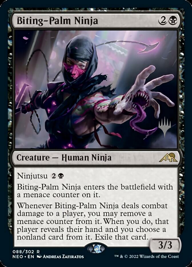 Biting-Palm Ninja (Promo Pack) [Kamigawa: Neon Dynasty Promos] | Good Games Adelaide SA