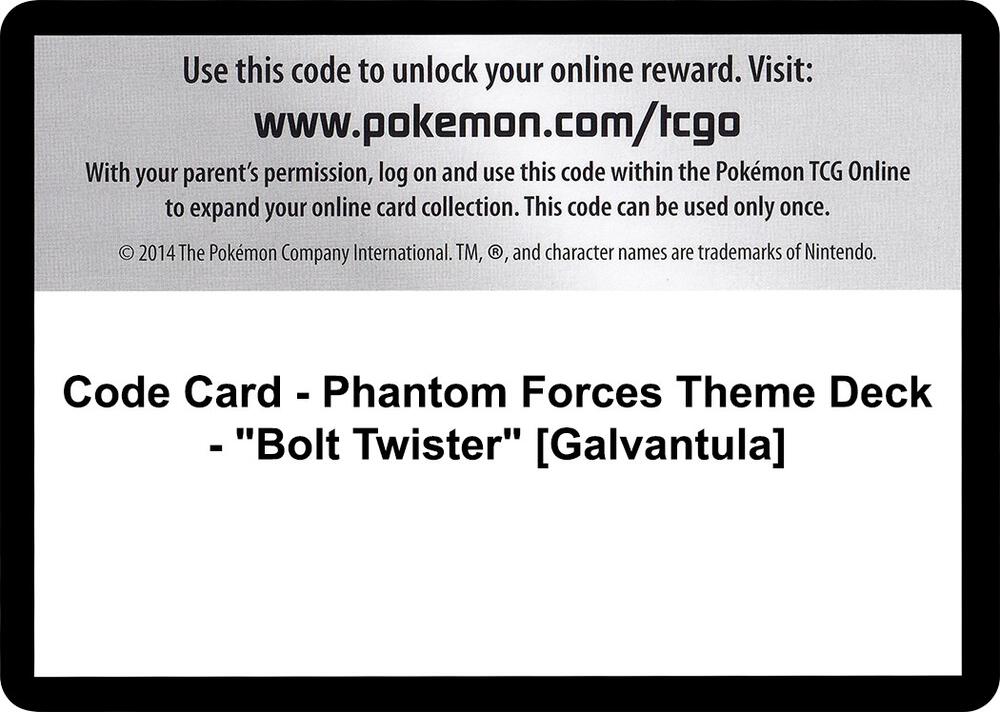 Code Card Phantom Forces Theme Deck Bolt Twister Galvantula  (XY - Phantom Forces)  | Good Games Adelaide SA