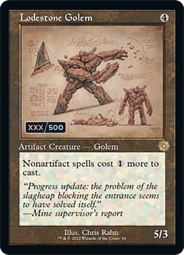 Lodestone Golem Schematic Serial Numbered 92 (The Brothers' War: Retro Frame Artifacts)  - Foil | Good Games Adelaide SA