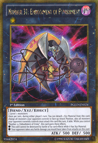 Number 31: Embodiment of Punishment [PGLD-EN024] Gold Secret Rare | Good Games Adelaide SA