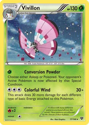 Vivillon (17/146) (Meadow Form/Pink Wings) (Cosmos Holo) [XY: Base Set] | Good Games Adelaide SA