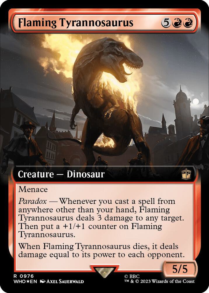 Flaming Tyrannosaurus 976 (Universes Beyond: Doctor Who)  - Foil | Good Games Adelaide SA