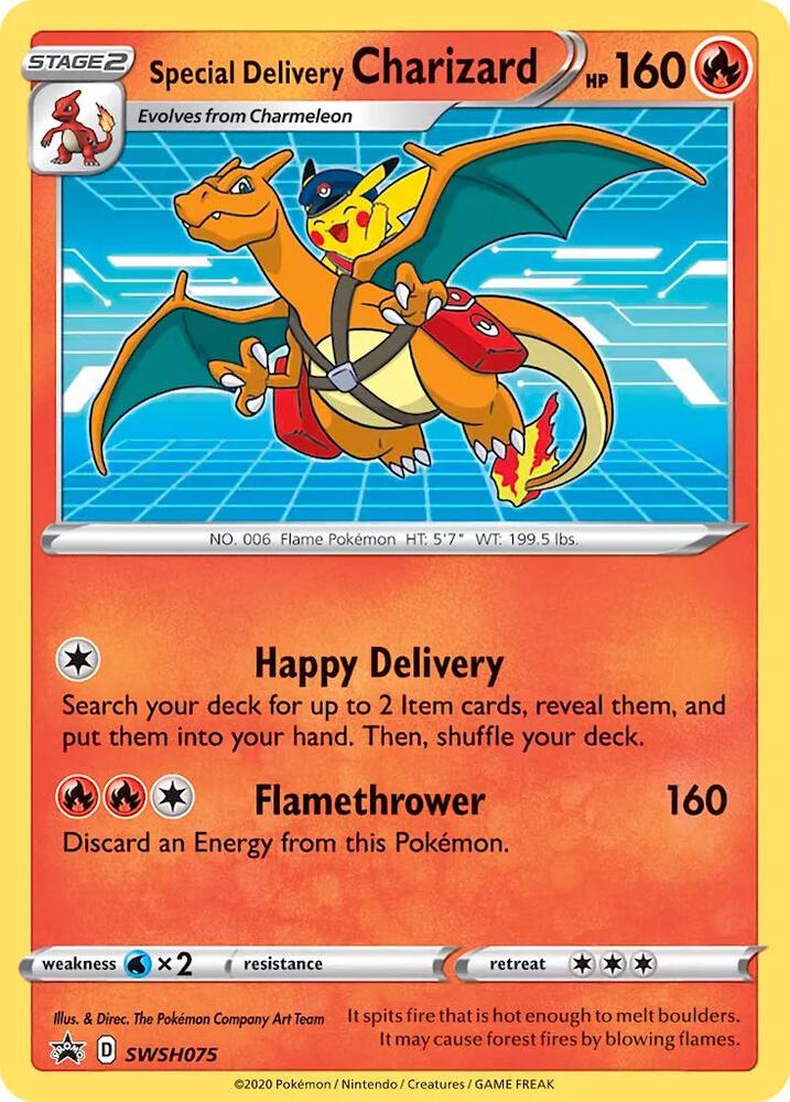 Special Delivery Charizard SWSH075 (SWSH: Sword & Shield Promo Cards)  - Holofoil | Good Games Adelaide SA