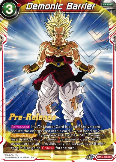 Demonic Barrier (BT15-028) [Saiyan Showdown Prerelease Promos] | Good Games Adelaide SA