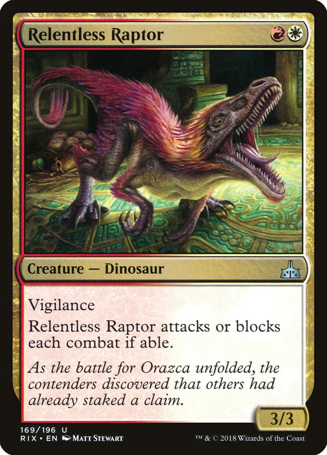 Relentless Raptor 169 (Rivals of Ixalan)  | Good Games Adelaide SA