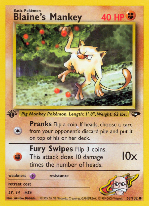 Blaine's Mankey (63/132) [Gym Challenge 1st Edition] | Good Games Adelaide SA