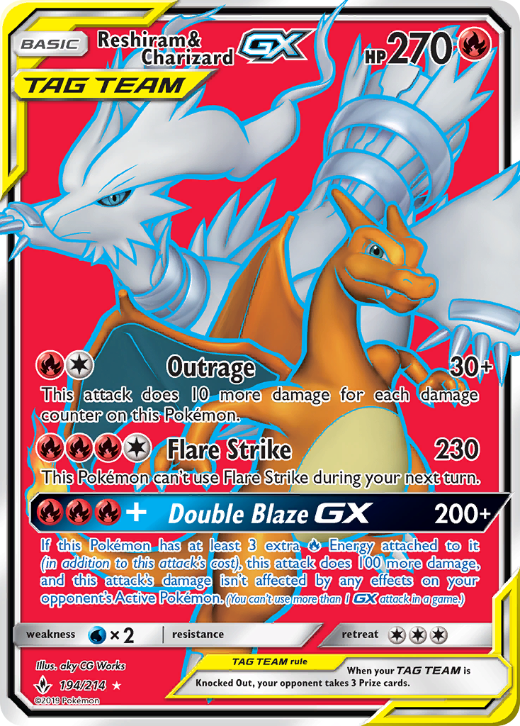 Reshiram & Charizard GX (194/214) [Sun & Moon: Unbroken Bonds] | Good Games Adelaide SA