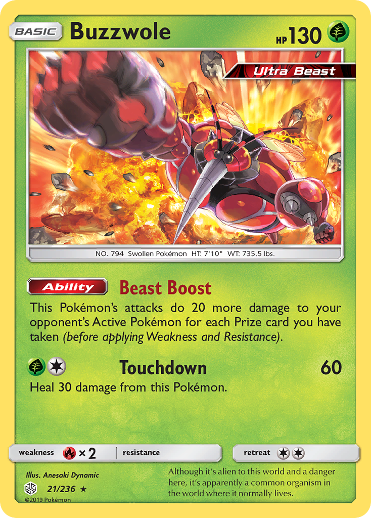 Buzzwole (21/236) [Sun & Moon: Cosmic Eclipse] | Good Games Adelaide SA