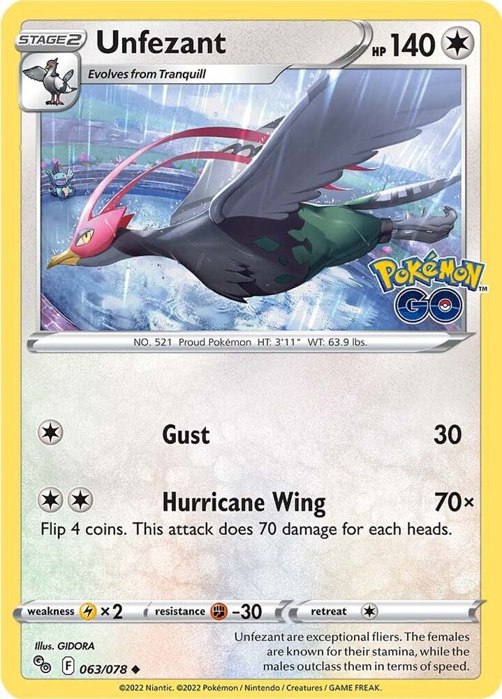 Unfezant 063/078 (Pokemon GO)  | Good Games Adelaide SA