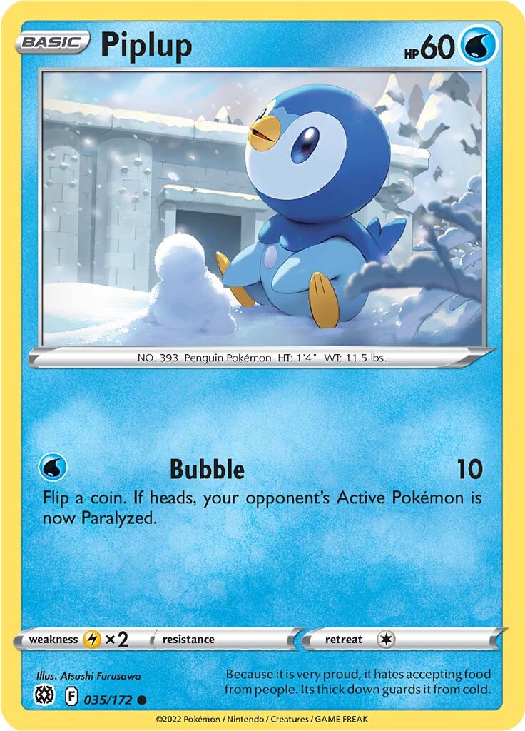 Piplup (035/172) [Sword & Shield: Brilliant Stars] | Good Games Adelaide SA