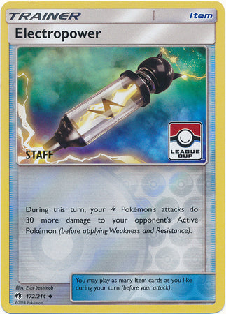 Electropower (172/214) (League Promo Staff) [Sun & Moon: Lost Thunder] | Good Games Adelaide SA
