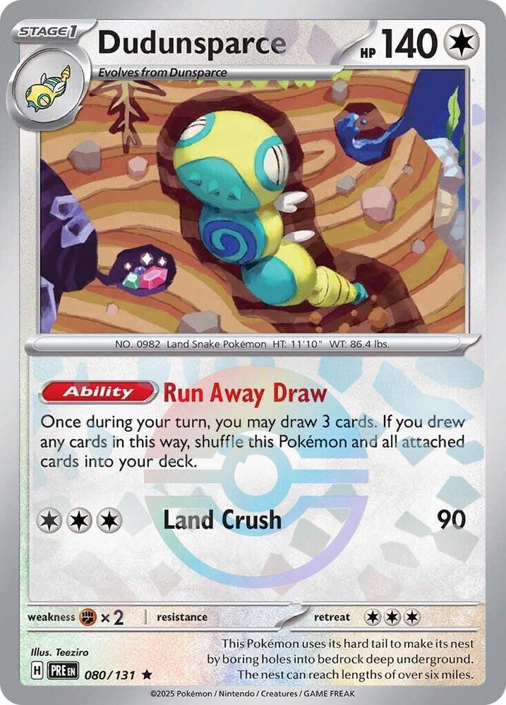 Dudunsparce (080/131) (Poke Ball Pattern) [Scarlet & Violet: Prismatic Evolutions] | Good Games Adelaide SA