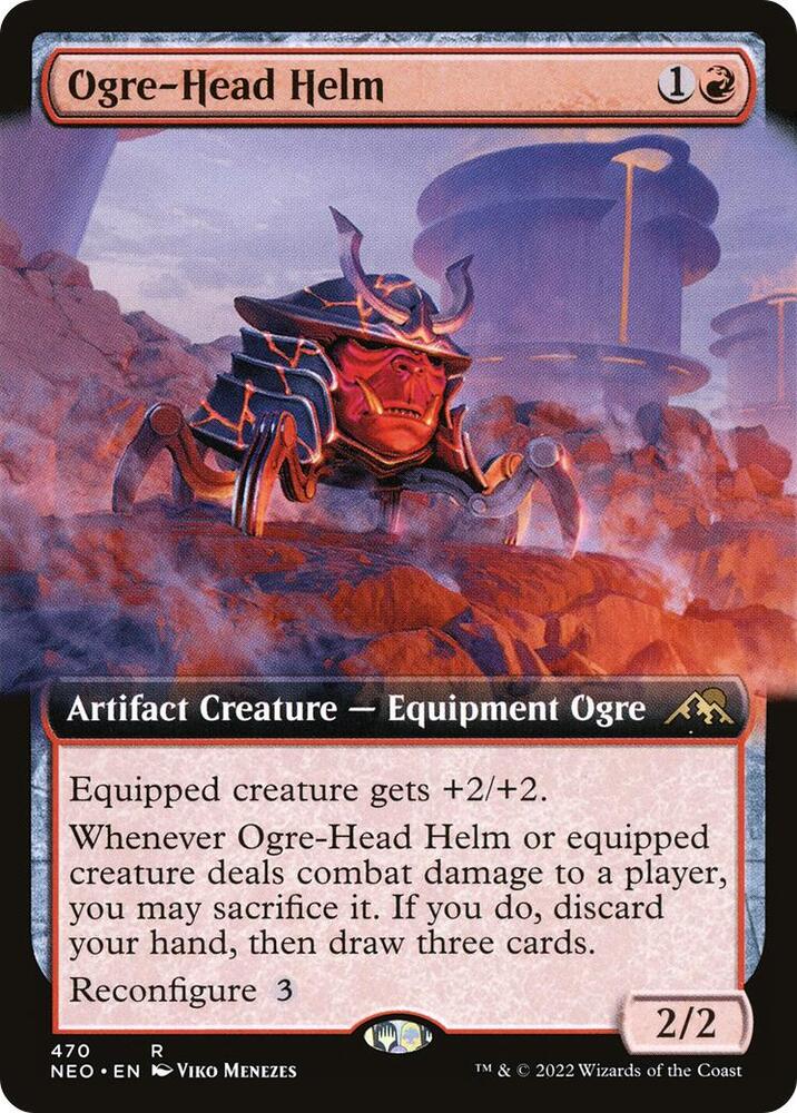 Ogre-Head Helm 470 (Kamigawa: Neon Dynasty)  - Extended Art Foil | Good Games Adelaide SA