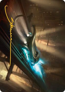 Run Out of Town Art Card Gold Stamped Signature 13 (Art Series: Streets of New Capenna)  | Good Games Adelaide SA