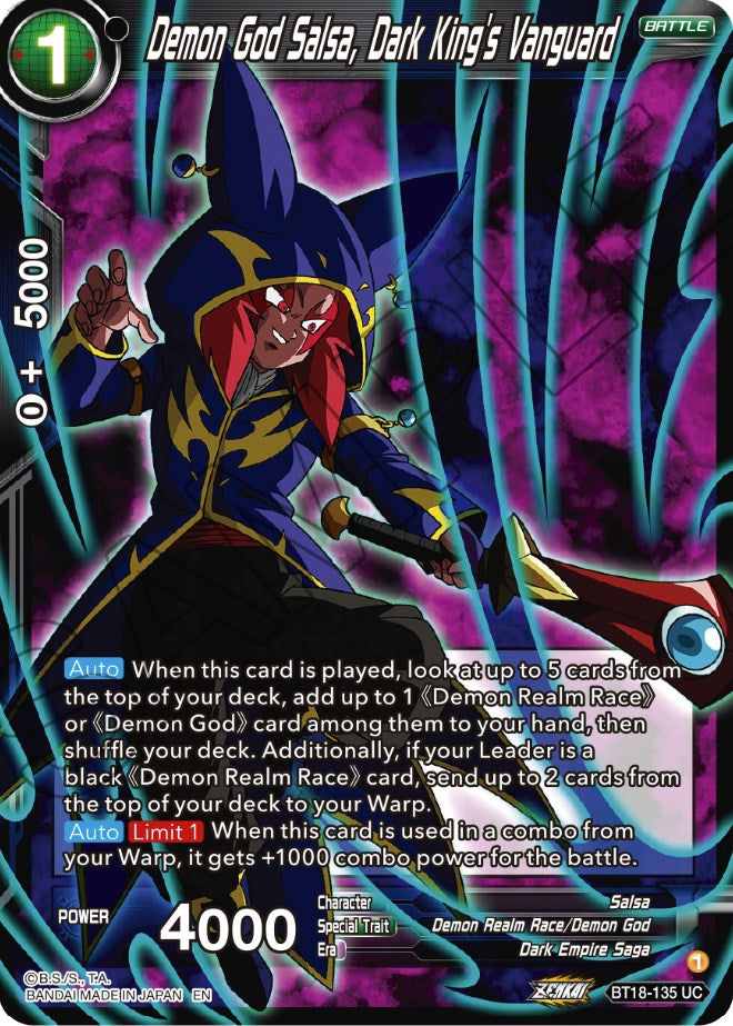 Demon God Salsa, Dark King's Vanguard (BT18-135) [Dawn of the Z-Legends] | Good Games Adelaide SA