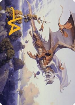 Rith Liberated Primeval Art Card Gold Stamped Signature 52 (Art Series: Dominaria United)  | Good Games Adelaide SA