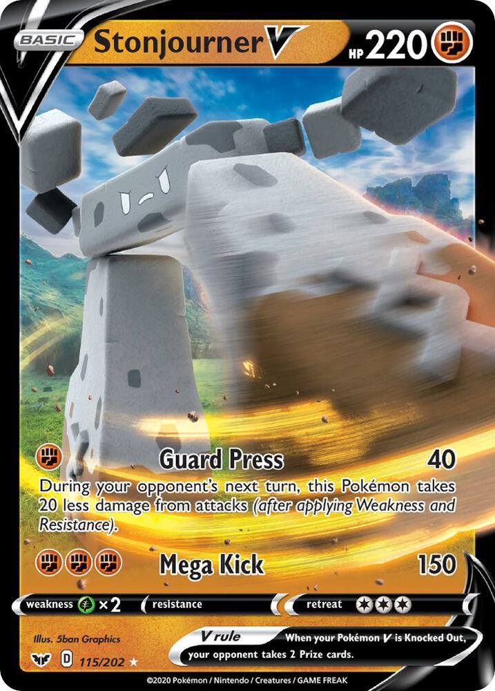 Stonjourner V 115/202 (SWSH01: Sword & Shield Base Set)  - Holofoil | Good Games Adelaide SA