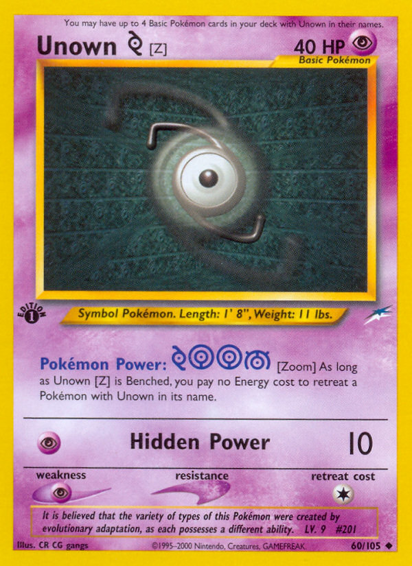 Unown [Z] (60/105) [Neo Destiny 1st Edition] | Good Games Adelaide SA