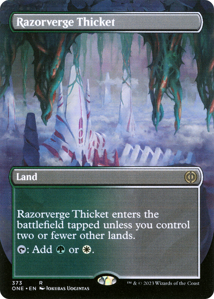 Razorverge Thicket (Borderless Alternate Art) [Phyrexia: All Will Be One] | Good Games Adelaide SA