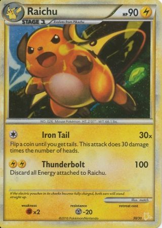Raichu (30/30) [HeartGold & SoulSilver: Trainer Kit - Raichu] | Good Games Adelaide SA