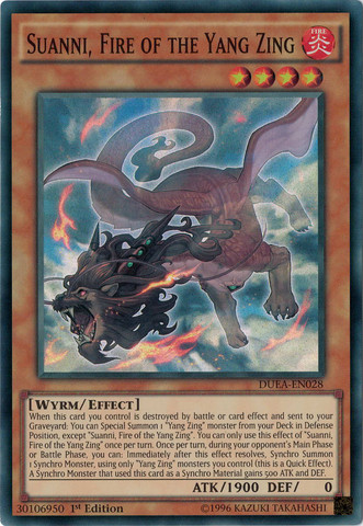 Suanni, Fire of the Yang Zing [DUEA-EN028] Super Rare | Good Games Adelaide SA