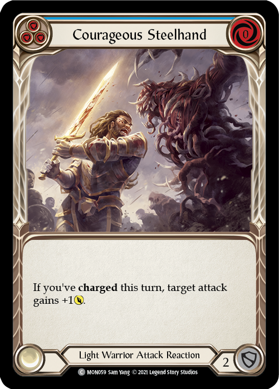 Courageous Steelhand (Blue) [MON059-RF] 1st Edition Rainbow Foil | Good Games Adelaide SA
