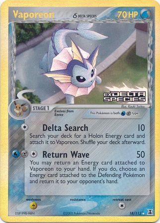 Vaporeon (18/113) (Delta Species) (Stamped) [EX: Delta Species] | Good Games Adelaide SA
