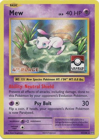 Mew (53/108) (League Promo 4th Place) [XY: Evolutions] | Good Games Adelaide SA
