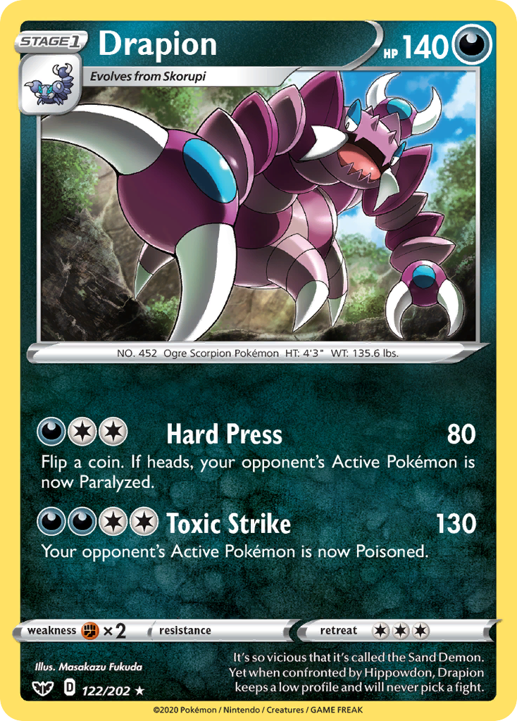 Drapion (122/202) [Sword & Shield: Base Set] | Good Games Adelaide SA