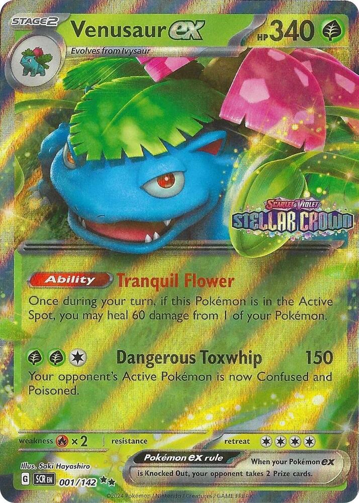 Venusaur ex Stellar Crown Stamp 001/142 (Miscellaneous Cards & Products)  - Holofoil | Good Games Adelaide SA