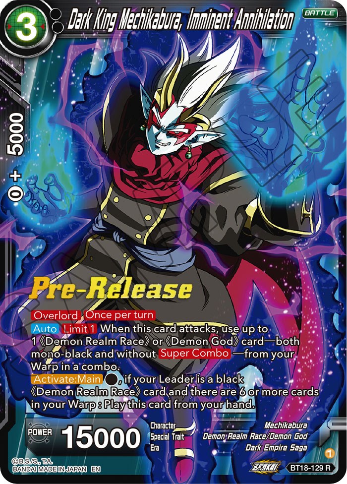 Dark King Mechikabura, Imminent Annihilation (BT18-129) [Dawn of the Z-Legends Prerelease Promos] | Good Games Adelaide SA