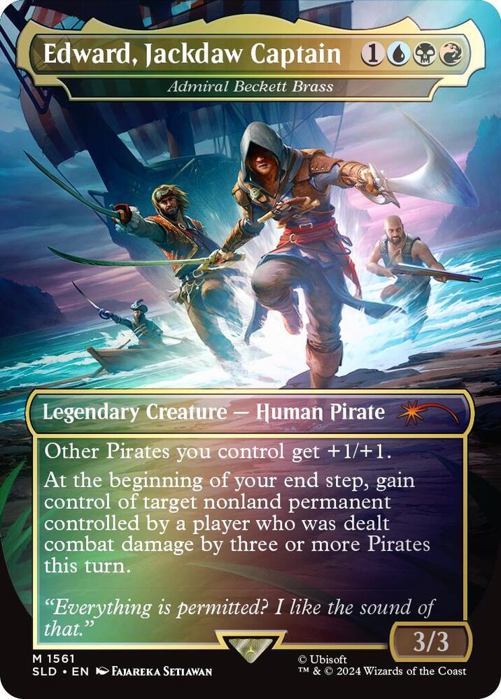 Edward Jackdaw Captain Admiral Beckett Brass Rainbow Foil 1561 (Secret Lair Drop Series)  - Foil | Good Games Adelaide SA